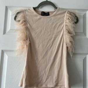 Elegant Cream Ruffle Sleeve Top